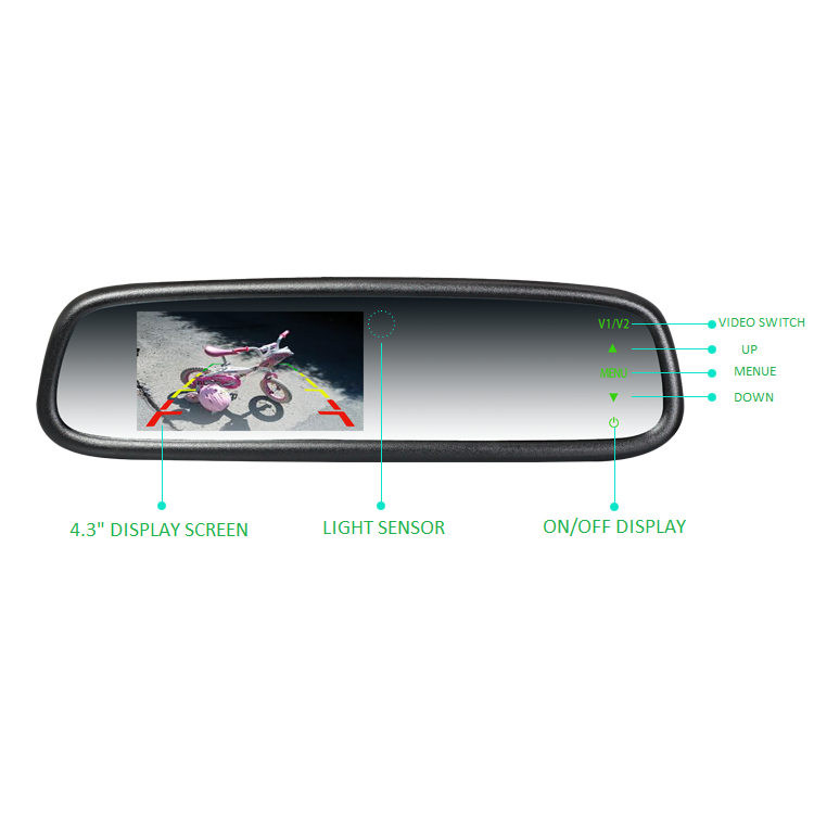 CV-043AB Premium OEM Style 4.3” Replacement Mirror with Auto Brightness